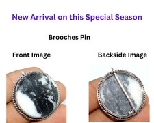 Huge Round White Buffalo Turquoise 925 Silver Plated Brooches Pins 1.3