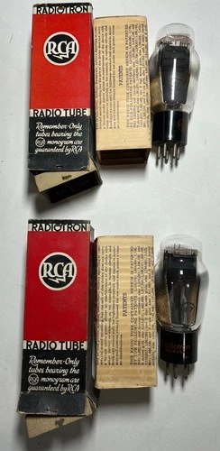 Two type 47 RCA NOS amplifier vintage audio radio tubes - ST shape - Test Strong