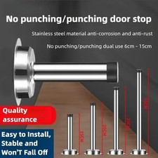Door Stop Heavy Duty Projection Floor Skirting Rubber Stopper Chrome Satin Stops