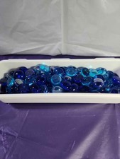 Blue Glass Gems Flat Marbles Vase Filler Aquarium Pebbles Floral Beads