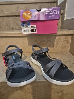Skechers Damen Sandalen, Knöchelriemen, 41 Neu, on the go 600, grau, charcoal,
