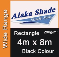 Extra Heavy Duty Shade Sail Black Square 4x8m, 4m x 8m, 4 by 8m, 4 x 8m, 4mx8m