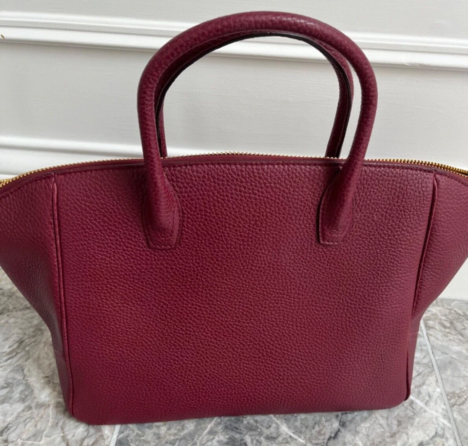 VBH Burdeos Doble Asa Cremallera Superior Grano Cuero Hanbag con Correa GHW Foto 2 de 4