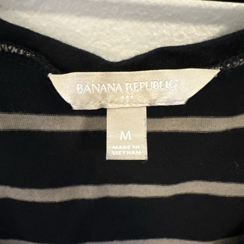 Banana Republic Dress Womens Medium Black White Stripe Belted 1/4 Sleeve Summer - Picture 5 of 14
