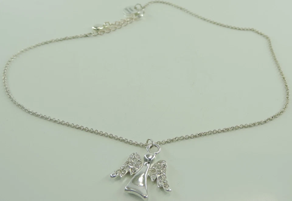 Vintage "Nobel Schmuck" Damen Halskette & Engel Anhänger mit Zirkonia  - Bild 3 von 4