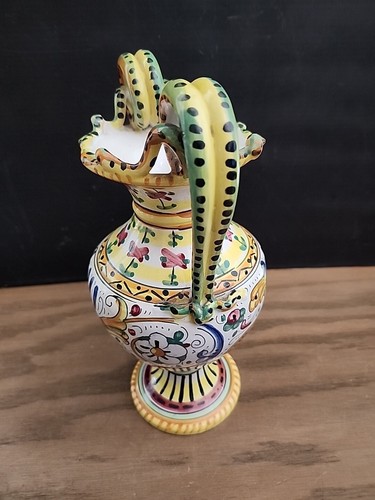 Hand Painted Ceramic Vase With Serpentines 1980s Bd1 - Picture 2 of 8