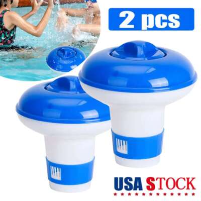 2Pcs Swimming Pool Spa Chemical Dispenser Tablet Holder Chlorine Bromine Float