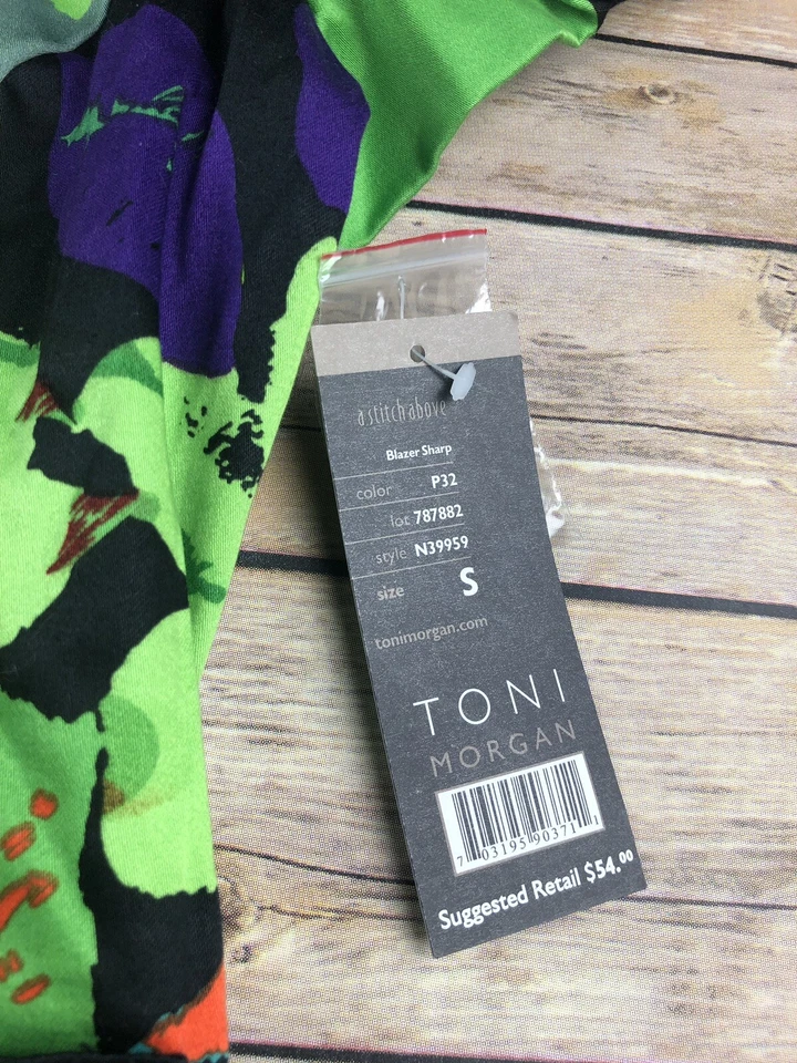 Nuevo Blazer Toni Morgan Mujer Talla Pequeña Estampado Floral Un Botón Manga Corta $54 Foto 4 de 4