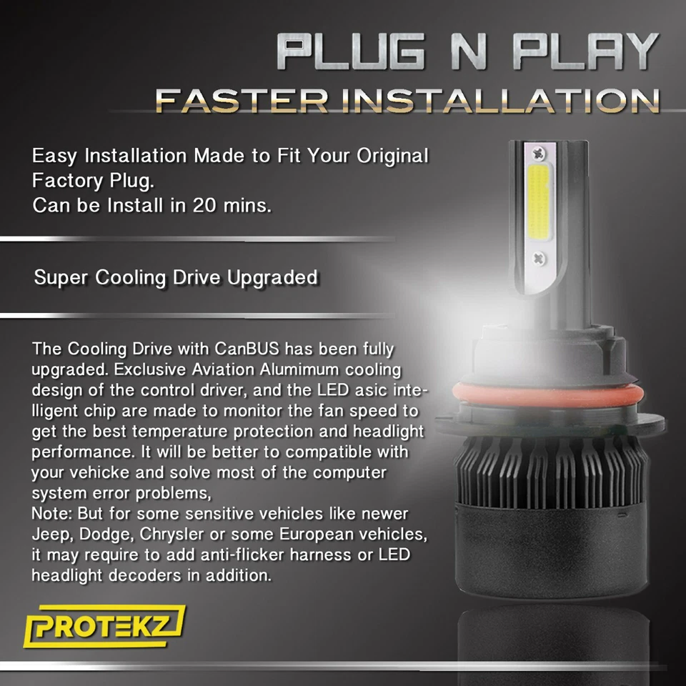 LED For Saturn SL SL1 SL2 1993-2002 Headlight Kit 9006 HB4 CREE Bulbs Low Beam - Image 3 of 4