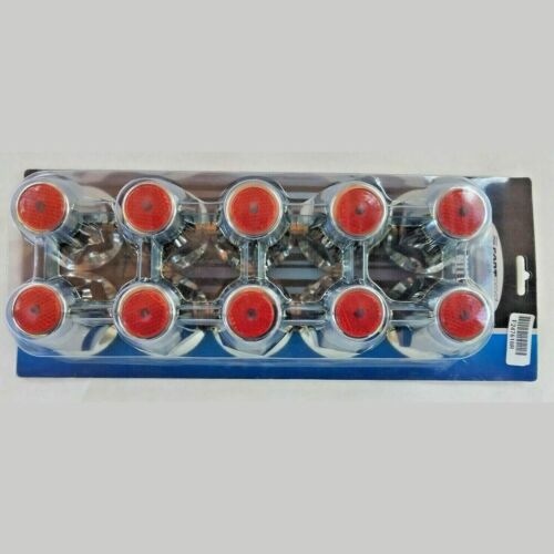 Threaded Lug Nut Cover with Flange 33mm x 2 1/8 RED Color Top Reflector 10 Pcs - Picture 3 of 5