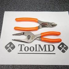 Snap-on Tools 2pc ORANGE 7" Long Nose Slip-Joint Pliers & Wire Stripper LN46ACF