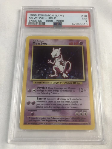 1999 POKEMON #10 MEWTWO BASE SET UNLIMITED HOLO NEAR MINT PSA 7