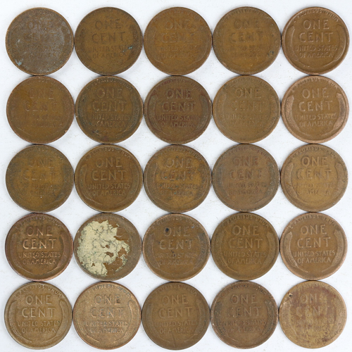 Roll of Fifty (50) 1917 D Lincoln Wheat Cents - Picture 2 of 4