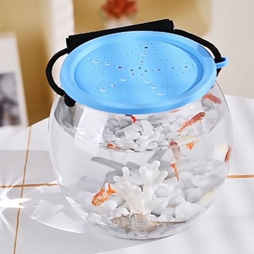 Goldfish Desktop Decoration Small Aquarium Transparent Round Fish Tank✔ - Picture 7 of 12