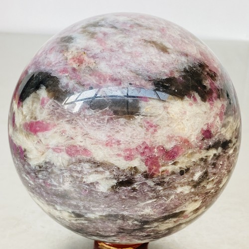 Pietra cristallo quarzo tormalina rossa naturale sfera guarigione 3180G - Foto 8 di 12
