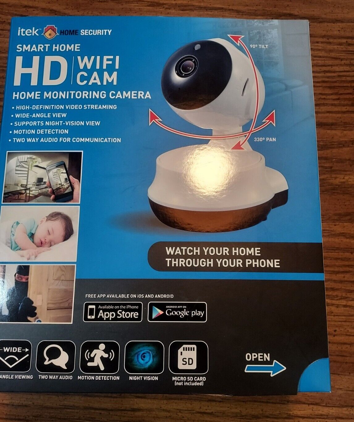 Itek  Smart Home  HD WI-FI  home Monitoring Security Camera -open box