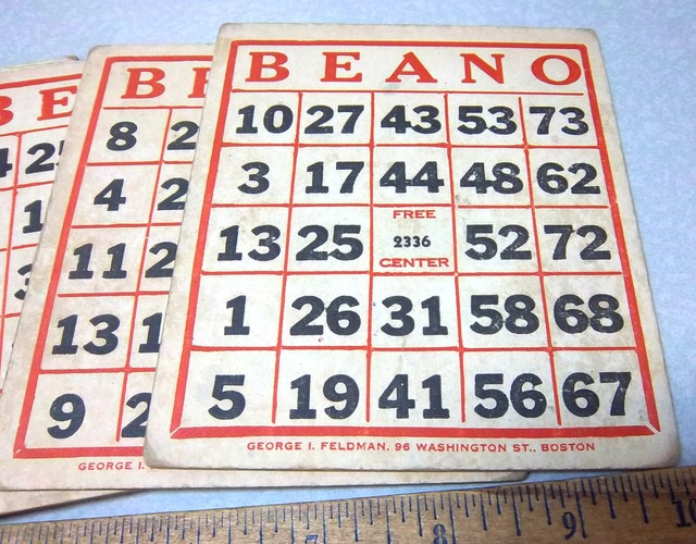 Vintage Beano Bingo Cards, set of 5, fun home decor items, great colors eBay