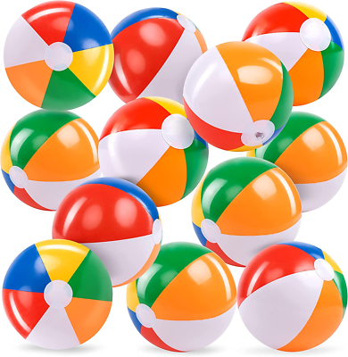 #ad JOYIN Rainbow Beach Balls 12 Pack 12#x27;#x27; Inflatable Swimming Pool Toys for Summe