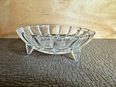 Crystal Footed with Etched Rose Trinket /Candy Dish