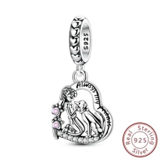 MULA 925 Sterling Silver DIY Charm Girl Dog Heart For Women Bracelet Necklace