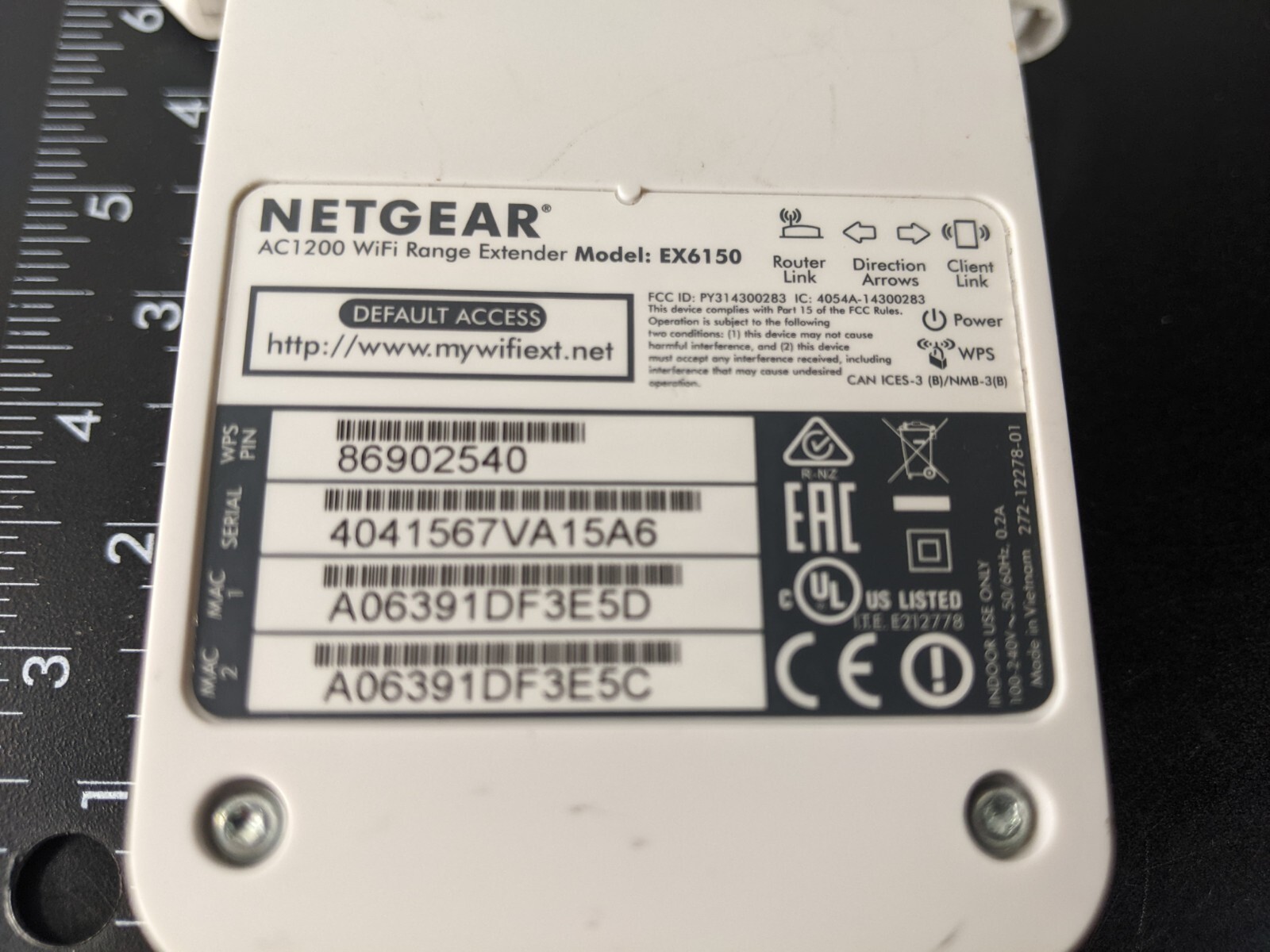 NETGEAR AC1200 WiFi Range Extender Internet Access Point Model EX6150