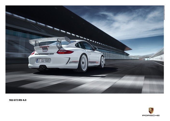 ポルシェ 911 GT3 RS 4.0 ポスター PORSCHE 911 997 GT3 RS 4.0 ON TRACK SHOWROOM POSTER 2011 RARE A3
