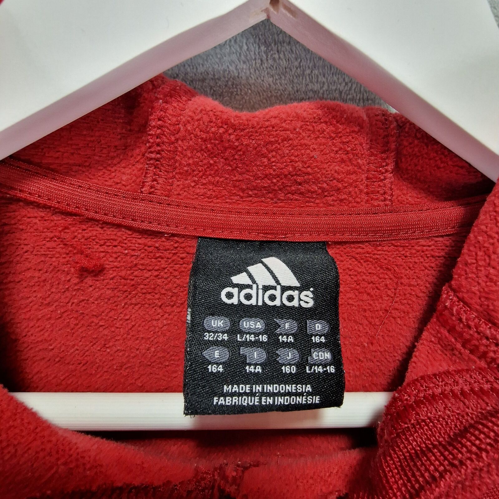 Adidas Sweatshirt Hoodie Mens XS 32/34 Dark Red V… - image 11