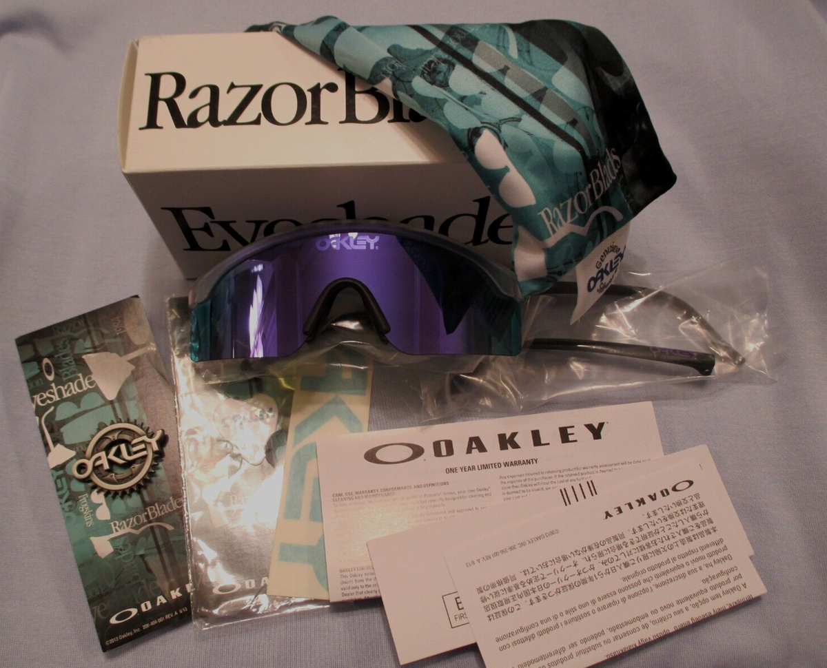 OAKLEY RAZOR BLADES NEW MATTE CLEAR W VIOLET LENS W BLACK HERITAGE