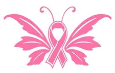 Custom 3.5"x 6"Pink Ribbon-BREAST Cancer Awareness Butterfly-Vinyl Decal sticker