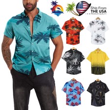 Hawaiian Shirts Men's Swim Summer Casual Beach Button Down Cruise Holiday Party
