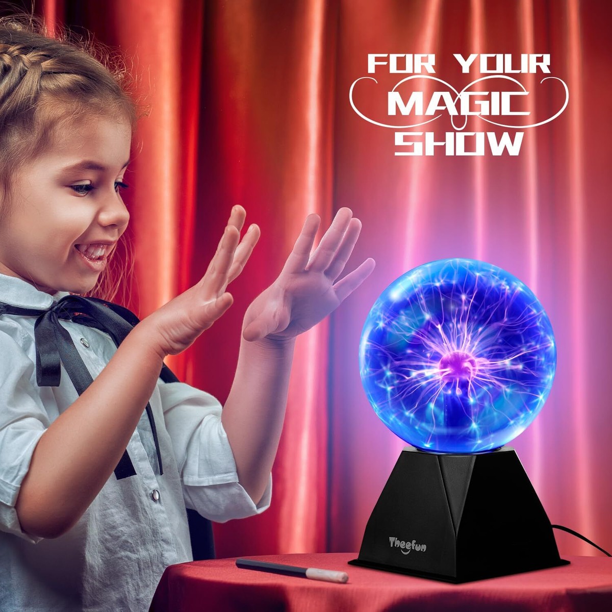 Plasma Ball Katzco 7 Inch Interactive Orange - Magic Light, Electricity,  Nebula, Thunder Lightning, Plug-in Lightning Lamp, image size:1200x1200