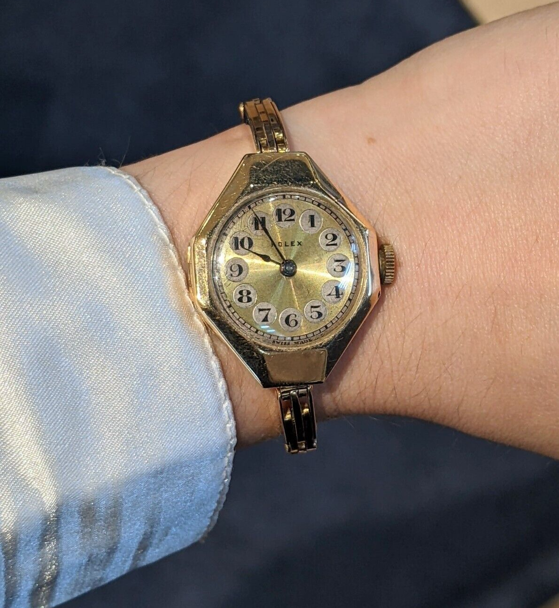 Vintage 1920's Art Deco Ladies Rolex 15k Yellow Gold