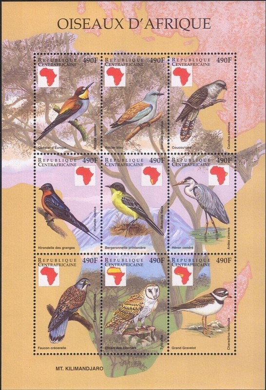 Central African Republic 1999 #1236, #1238 MNH - Birds of Africa