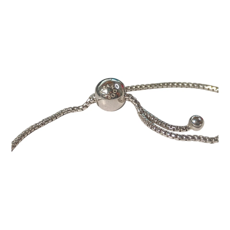 Pulsera deslizante de plata de ley de Pandora - Circonita cúbica rosa - 22,5 cm (usada) Foto 3 de 4