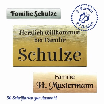 Türschild - Namensschild - Klingelschild inkl. Gravur, selbstklebend