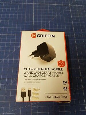 Griffin PowerBlock Wand-Ladegerät, Lightning, 2,4A/12W, schwarz 685387422104