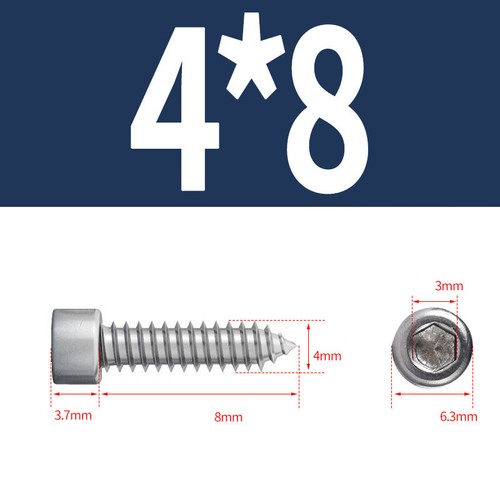 Tornillo autorroscante de cabeza de tapa de acero inoxidable Allen Socket Tappers pernos M1.7 - M6 - Imagen 48 de 76
