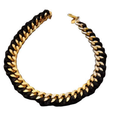 MNG By Mango Gold Tone Wrapped Cubain Chain 18'' Chunky Statement Necklace 