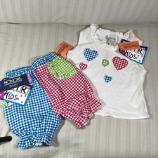 Vintage NWT 3T Ginham Set Shorts Tank Top 90s Honors Baby Riffles SKYR Kids A1