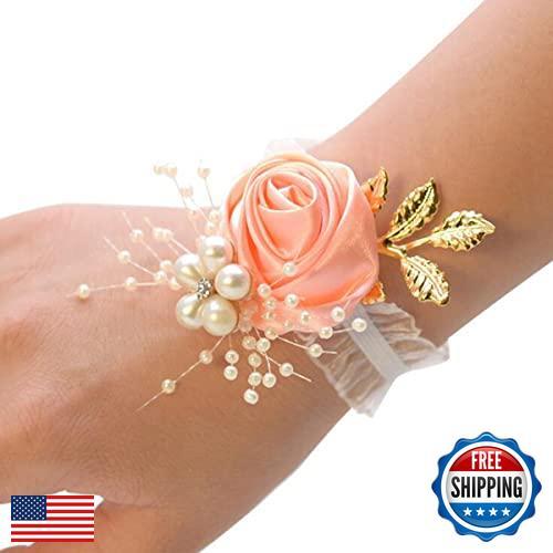 Snadulor 1 Pcs Wrist Flower,Wedding Bridesmaid Bride Wrist Corsage Decoration