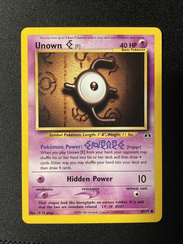Unown E 67/75 Neo Discovery Pokemon Card NM - .99 Combined Shipping