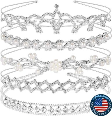Corona, corona de tiara, diadema de corona de princesa, diadema de cristal de 5.