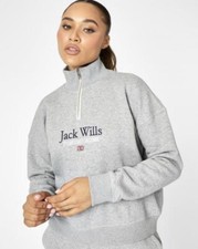 Jack Wills Honeylane Half Zip Sweatshirt Colour Grey Marl Size 12 M 