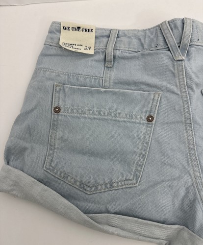 Pantaloncini Free People Beginners Luck Low Rise Slouch Denim 100% Cotone Blu 27 Nuovi - Foto 10 di 14