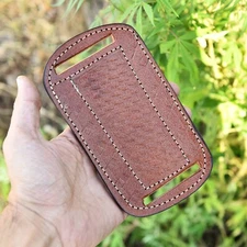 pancake fixed blade pocket knife leather sheath vertical horizontal scout carry