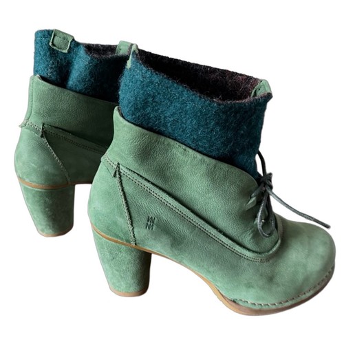 El Naturalista Damen Wildleder Leder Stiefel Größe 6,5 US grün Filz Blockabsatz - Bild 5 von 10
