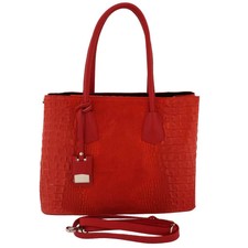 Fioretta Italian Genuine Leather Suede Carryall Top Handle Tote Bag For Women -