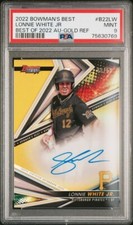 Lonnie White Jr PSA 9 MT Bowman’s Best Gold Refractor Auto On Card #/50 Pirates