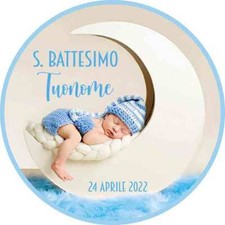 Cialda BATTESIMO SANTO BIMBO con NOME Decorazione Torta Ostia Zucchero