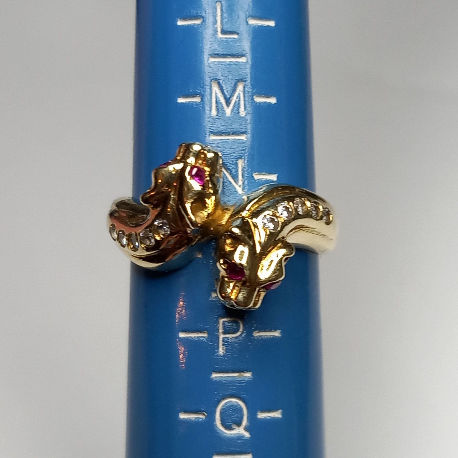 9CT YELLOW GOLD RUBY DOUBLE PANTHER LEOPARD HEAD … - image 20